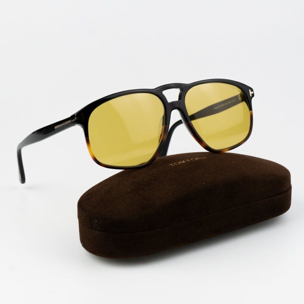 New Tom Ford Ft1000/S 05e Pierre-02 Black Brown Square Unisex Sunglasses